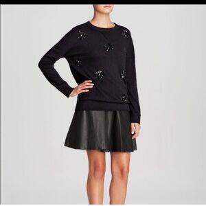 Kate Spade Black Beaded Wool/Cashmere Sweater Size Extra Small
